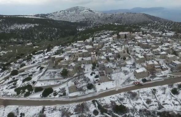 Η χιονισμένη Χίος από… ψηλά (βίντεο)